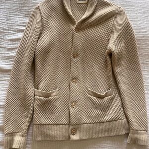 Taylor Stitch Taupe Textured Shawl Collar Sweater